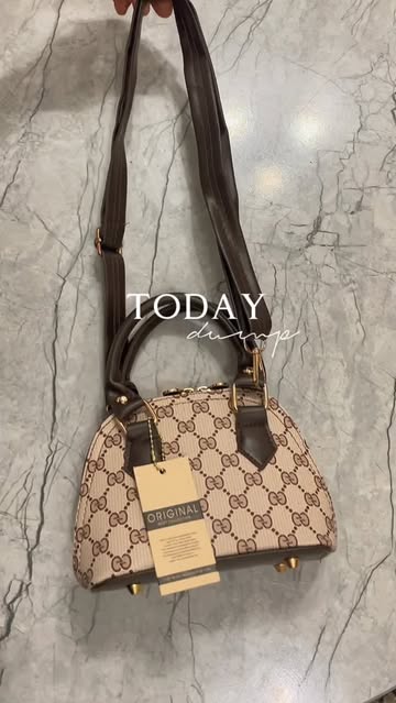 مینی بگ دستی ودوشی مونوگرام قهوه‌ای